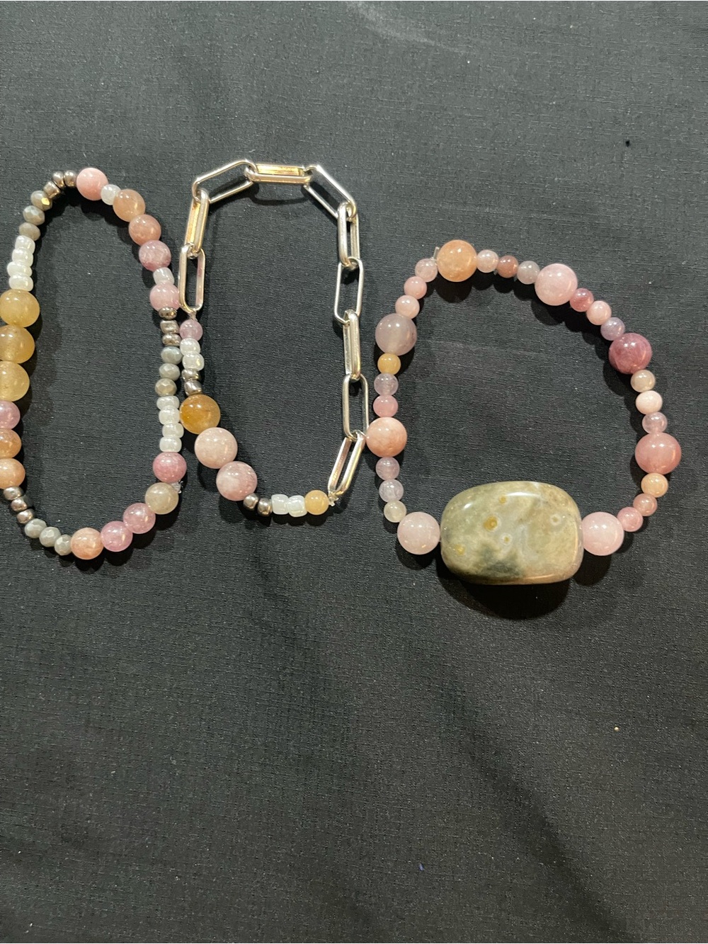 Pink Multi-Stone Stretch Bracelet Set